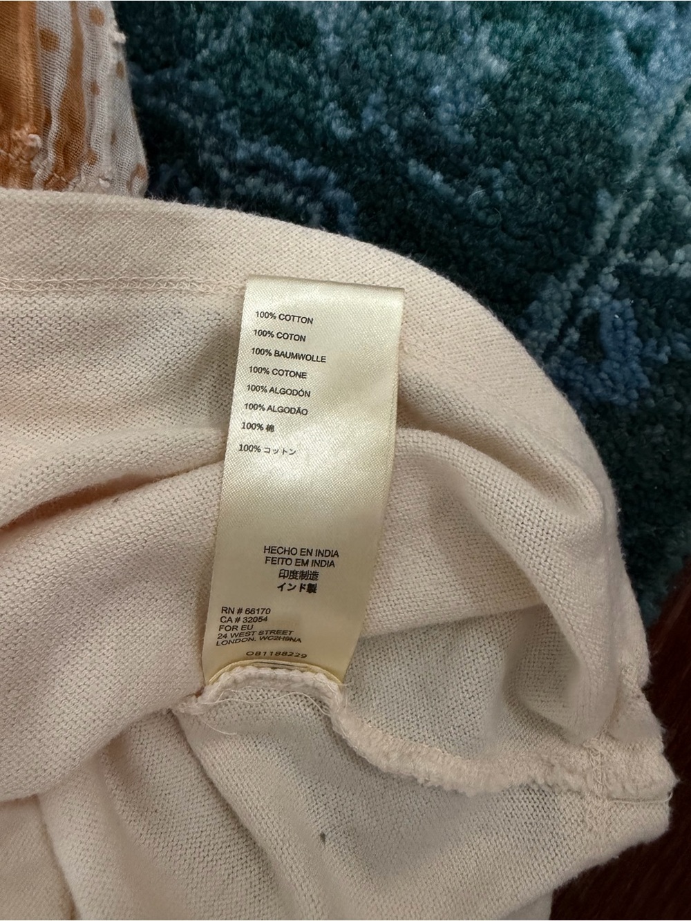 Free People Cream Henley Top with Rust and Maroon Patchwork Sleeves - Picture 11 of 12